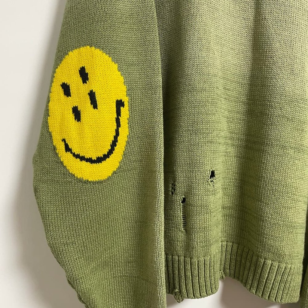 COPY - Kapital 5G Smiley Distressed Knit Sweater - Picture 2 of 8